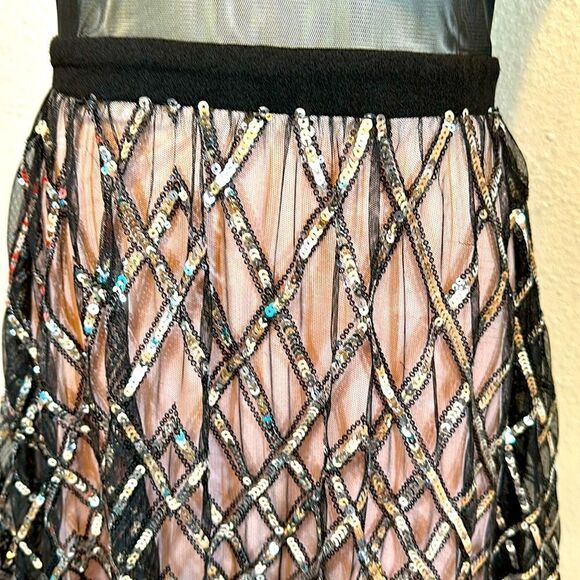 TLC “Say yes to the prom” sequined grid popover gown. Black/silver/blush size 3 - Picture 6 of 16